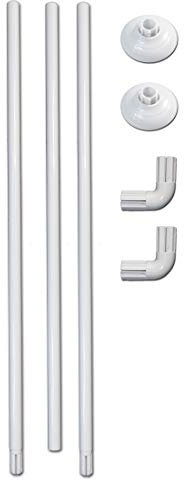 Vetrineinrete® Bastone per Tenda Doccia Universale Regolabile lineare e angolare con aste 80 cm Bianco e Argento arredo Bagno (Bianco) B41