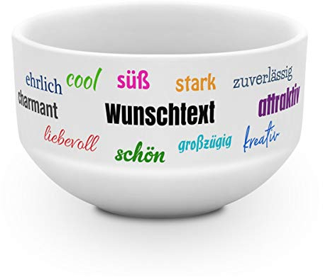 printplanet® - Müslischale mit Name oder Text Bedruckt - Müslischale Salatschale Obstschale Suppenschüssel selbst gestalten - Motiv: Positive Eigenschaften