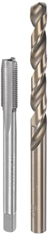 sourcing map Macho y brocas Juegos, M7 x 0.75 H2 Recto Flauta Máquina Rosca Fresado Macho, 6,2mm M35 Cobalto Alta Velocidad Acero (HSS-CO) Helicoidal brocas