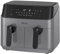 EMtronics EMAFDD9LGR Dual Air Fryer Extra Large Family Size Double XL 9 Litre with 8 Adjustable Pre-Set Menus for Oil Free & Low Fat Healthy Cooking, Easy Clean Metal Interior, 99-Minute Timer - Grey