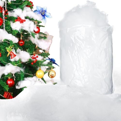 QXNDXQ Neve Artificiale di Natale Decor Fibra Soffice per Coperta Neve al Coperto Finta Decorazioni per Feste Albero Villaggio Mantello Inverno Natività (250g)