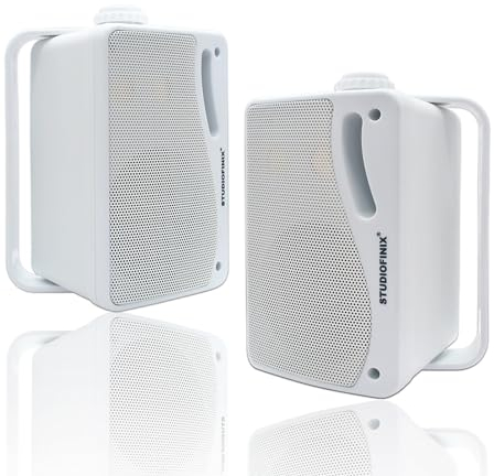 STUDIOFINIX Altoparlanti Bluetooth da 3,5 pollici a 3 vie 200W, altoparlanti marini impermeabili con montaggio a parete, griglia resistente, perfetti per casa, barca, patio (bianco)