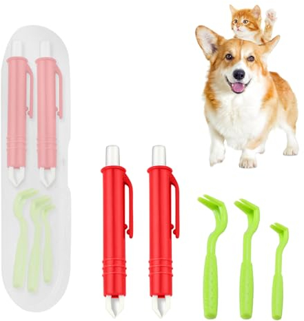 starfa lab Zeckenentfernungs Werkzeugsatz, 3er Set Zeckenhaken und 2er Set Zeckenpinzetten für Hunde Katzen Und Mensch (5pcs)