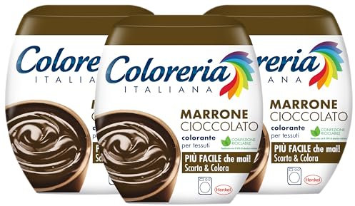 Coloreria Italiana Grey Colorante Tessuti e Vestiti in Lavatrice, Marrone Cioccolato, 3 confezioni da 350g