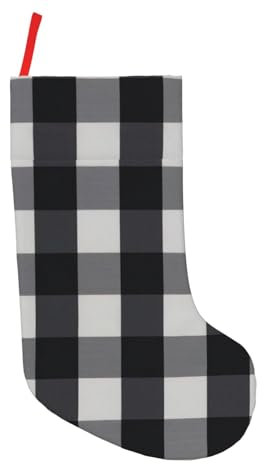 QIN&ZHENG Weihnachtsstrümpfe, Weihnachtsstrumpf, Kamin zum Aufhängen, Schwarz und Weiß, 45,7 cm