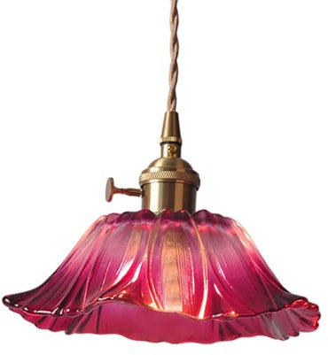 KESOTO Lampe à Suspension en Forme de Fleur Lampe Suspendue en Verre à Fleurs, E27 Lustre à Fleurs Créatif Abat-jour, plafonnier, Petit Lustre à Fleurs, pour Salon, Violet