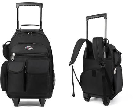 New York XPress 20'' Rolling Backpacks, 2 in 1 Travel Backpack for Man/Women,Backpack for Travel w/Wheels,Trolley Suitcase w/Telescopic Handle,2560-Black