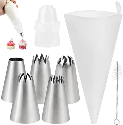 LITZEE Mangas pasteleras con boquillas, 2 unidades de 35 cm manga pastelera reutilizable con boquillas de acero inoxidable y adaptador, jeringa para tartas, accesorios para decoración de galletas