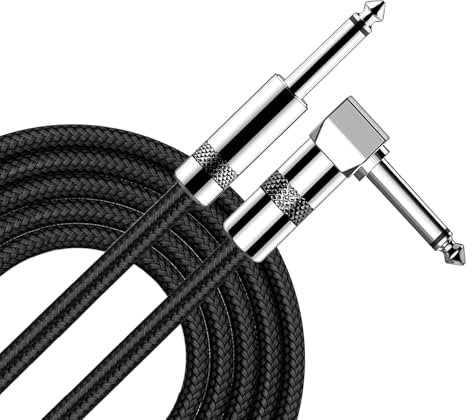 1 Pcs 3-meter Professional Guitar String (6.35mm), Braided GuitarLead Instrument Cables, Mono Jack Unbalanced Right Angle Instrument Cables for Electric Guitar Bass, Amp,Speaker,Keyboard,Mandolin