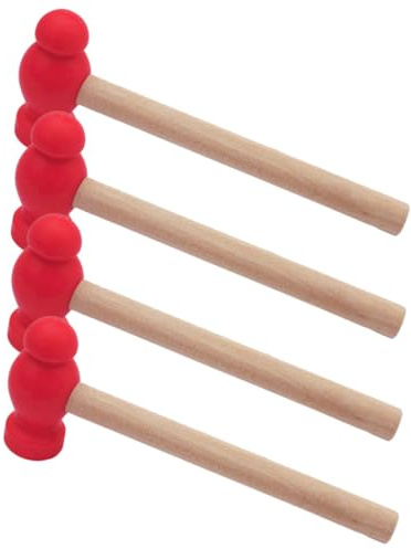 HIAKDOFT 4 Stück Teiliges Hammer Holz Kinderhammer Pädagogisch Robust Ergonomisch Griffig für Jungen und Mädchen Ab Jahren