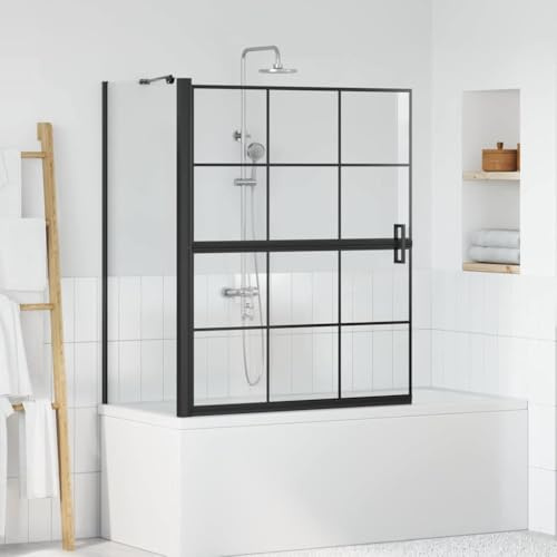 Mokuyary Paraguas de ducha de baño negro y transparente, 116 x 68 x 128 cm, mampara de ducha para mampara de ducha, mampara de ducha, mampara de cristal para cuarto de baño, A3