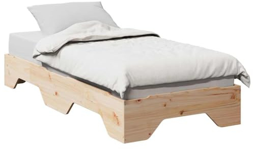 Mokuyary Cama de madera maciza sin colchón, apilable, 75 x 190 cm, cama con somier de láminas, plataforma marco de cama, fácil montaje para dormitorio, habitación de invitados