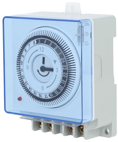 Cocoarm Interruttore Timer Meccanico 24 Ore, Materiale PC e ABS, Spegnimento Automatico, Ideale per il Controllo dell'illuminazione e i Sistemi di Scarico