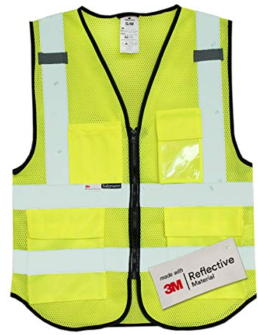 Salzmann Gilet de Sécurité - Gilet réfléchissant de haute visibilité avec plusieurs poches - Fabriqué avec du matériau réfléchissant 3M