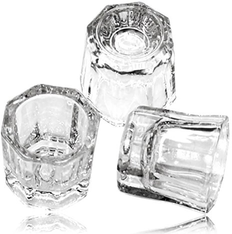 Daycount® Pack of 3 Crystal Glass Dappen Dish Bowl Cup Crystal Glass Dish Nail Art Tools Acrylic Nail Art Equipment Mini Bowl Cups