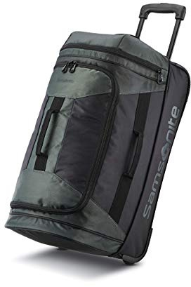 Samsonite Andante 2 Wheeled Duffel Bag – 22-Inch Durable Rolling Luggage with Inline Skate Wheels, Push-Button Handle & Spacious Compartments – Travel-Friendly and Lightweight - Moss Green/Black