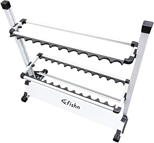 FISHN® Rutenständer für 24 Angelruten aus hochwertigem Aluminium, Rutenhalter, Angelrutenhalter - 72 x 70 x 30 cm (Aluminium)