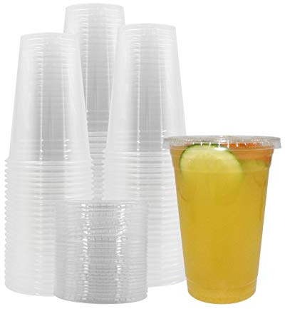 Belinlen 50 Sets 20 oz Clear Plastic Cups with Lids Reusable Cups Perfect for Cold Drinks, Iced Coffee, Tea, Smoothie etc.