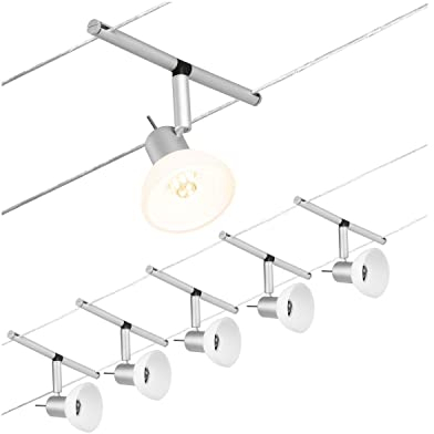 Paulmann CorDuo, sistema di cavi per faretti, 94448, set Sheela, massima CC 5 pezzi da 10 Watt l’uno, estensibile, cromato, opaco, cavi, in plastica, GU 5,3, senza lampadine