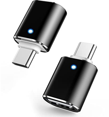 BORLTER CLAMP Adaptateur USB C vers USB 3.0 (Paquet de 2), OTG Adaptateur USB-C vers USB-A 3.0 Compatible avec MacBook, Smartphones USB C et Périphériques Type-C, Noir