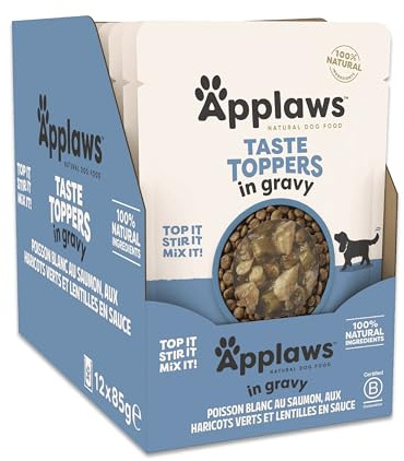 Applaws 100% Naturel – Nourriture Humide pour Chiens, Poisson Blanc avec Saumon et Légumes en Sauce, sans Céréales, 12 x 85g