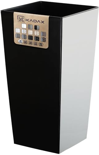 KADAX Elegante Vaso Alto per Piante da Interno ed Esterno Decorativo, Grande Fioriera in Plastica per Giardino e Balcone (Nero, Liscio, 36 cm)