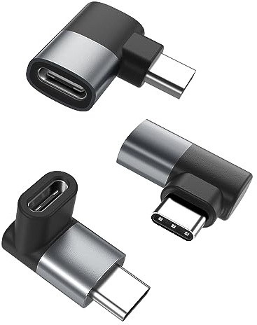 BASESAILOR Adaptateur USB C 90 Degrés 3Pack,Convertisseur Angle Droit Type C Mâle vers USBC Femelle PD 100W,40Gbps USB4 Thunderbolt 4 3 Connecteur Extension pour MacBook,iPhone 17 16,Steam Deck,Switch