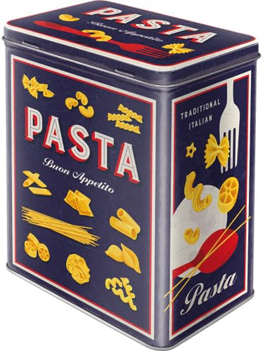 Nostalgic-Art Contenitori in latta retrò L, 3 l, Pasta Variety – Idee regalo per la cucina, scatola grande, design vintage