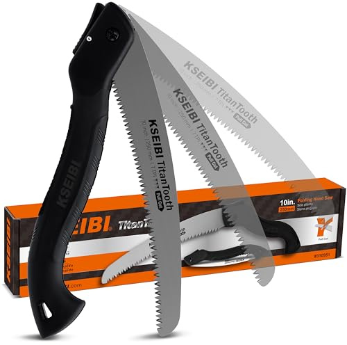 KSEIBI 310950 Folding Hand Saw 10 Inch with SK-4 Steel Blades, Japanese Technology, Ideal for Cutting Soft and Hard Wood (Black Edition)