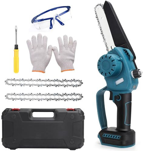 WingFly Mini Motosierra Compatible con Makita 18V Batería, 6 Pulgadas Motosierra Sin Escobillas con 2 Cadenas, Motosierras Eléctrica Inalámbrica de una Mano (Sin Batería)