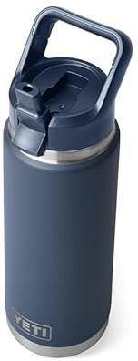 YETI Rambler C Straw Bottle, Stainless Steel Vacuum Insulated Bottle with Leakproof Straw Cap, Navy, 26 oz (769 ml)