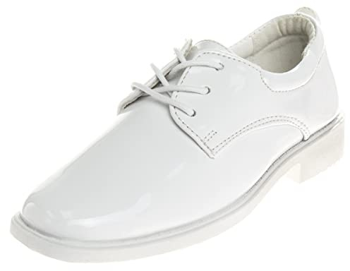 Josmo Boys Dress Shoes Casual Fashion - Classic Laceup Oxford Dress Formal Shoe - White Smooth (Size 6 Big Kid)