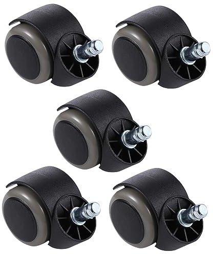 OFFSCH 5pcs Universal Office Chair Casters Pu Gray Caster Wheels Retaining Clip 11mm Stem Desk Chair Wheels Replacement for Hard Floors