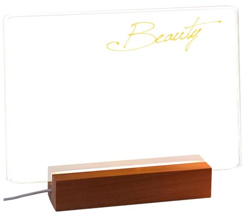 Tableau effaçable lumineux, tableau de notes LED,Tableau d'affichage en acrylique avec support et 6 marqueurs de couleur - Bloc-notes effaçable, mémo clair et lumineux pour l'école et la maison