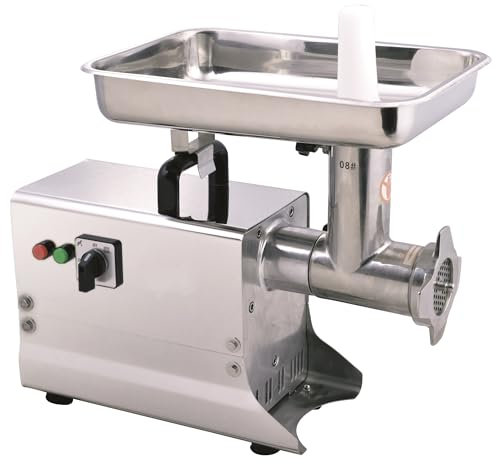Ristoattrezzature Tritacarne in acciaio inox elettrico carenato professionale bocca da Ø 8 cm monofase