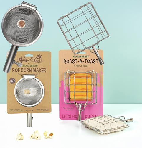 dynamisches Huckleberry Duo - Roast-a-Toast Sandwichmaker & Popcorn Maker für Outdoor Camping - Lets go Outside - Duo Popcorn + Sandwich, Outdoor Pfadfinder Camping Kinder Lagerfeuer