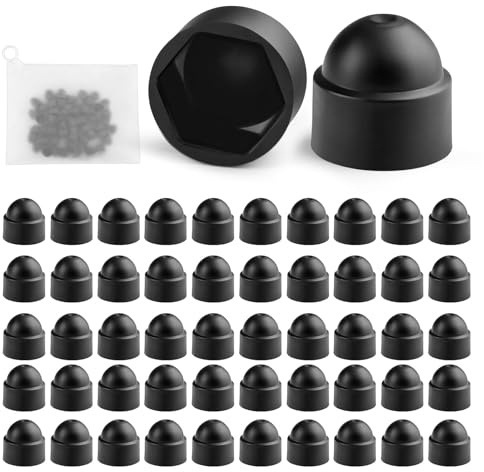 Dupoem 50PCS Capuchons de Protection pour Écrous M8, Capuchons de Protection en Plastique pour Vis à Tête Hexagonale, Offrant Une Protection AntidéRapante pour meubles Machine et Véhicule, Noir