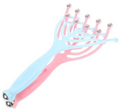 CHICAMPERA 2 pezzi Massaggiatore Manuale per Testa con Artigli Dispositivo Portatile Multifunzionale per Massaggio del Capelluto Collo e Spalle Design Compatto e Leggero per Rilassamento