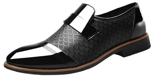 Slip on klänningsskor for män for män och bröllop, spetsig lättviktsdesign(Black,40 EU)