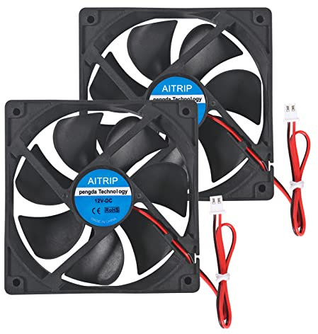 Lot de 2 ventilateurs 12025 - 120 x 120 x 25 mm - pour refroidissement DC 12 V - Pour boîtier d'ordinateur - 2 broches - 2 fils pour refroidir le boîtier - CPU - Radiateurs
