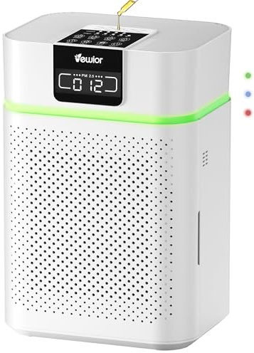 Air Purifier for Home 1800 Ft² Coverage, PM2.5 Monitor & Air Quality Light, Large Bedroom with Essential Oil Diffuser, 15dB Sleep Mode, Timer & Child Lock, Pet Dander Wildfire Smoke Odor Dust Pollen