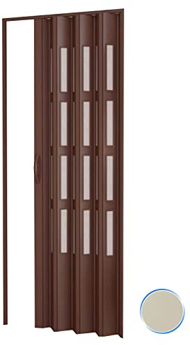 Porte accordéons pliante intérieur en kit avec verre en PVC Ivoire 1140 82x210 cm mod. Sonia