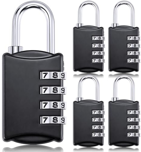 Moxweyeni 5 Pcs 4 Digit Combination Lock Small Combo Luggage Number Locks Outdoor Waterproof Padlock for Traveling Toolbox Gym Door Locker Suitcases Employee Hasp Storage