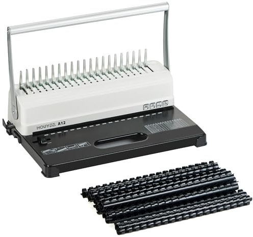HOUYEE Binding Machine, 19 Holes, 450 Sheets, Comb Binding Machines with 50 PCS 1/2 Comb Binding Spines, Comb Binder Machine for Letter Size Paper，Adjustable Margin