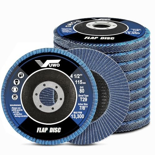 vuwo Flap Discs - Zirconia 10 pack Flap Disc 80 Grit 115ｍｍ Premium Abrasives for Type 29 Zirconia Abrasive Grinding Wheel Angle Grinder and Flap Sanding Disc