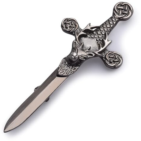 Kilt Emporium Scottish Stag Kilt Pin - 4 Inches, 4 Inches, Metal, no gemstone (Silver Antique)