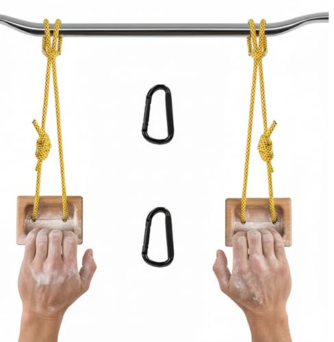 1 Pair Wooden Hangboard for Climbing Training – Dual-Pocket Grip Blocks for Finger Strength, Grip Power & Climbing Conditioning – Portable Beech Wood Fingerboard