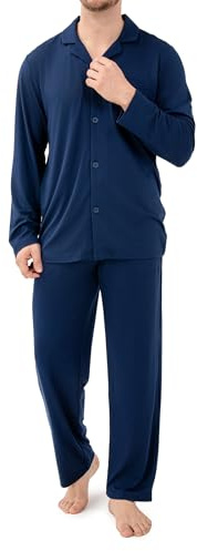 Conjunto de pijama para hombre DAVID ARCHY, de 20D seda de leche, con solapa de muesca, ropa de estar por casa, manga larga, camiseta y pantalón de pijama para hombre, M