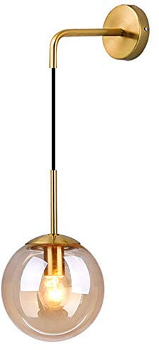 Industriell vintage glasklot vägglampa, retro klar klotlampa for sovrum och korridor(Amber)
