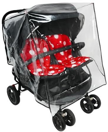 Double Stroller Rain Cover - Universal Fit Weather Shield for Side by Side Baby Stroller, Waterproof Windproof Jogger Stroller Cover for Rain, Snow & Dust Protection – Baby Outdoor Travel Essential